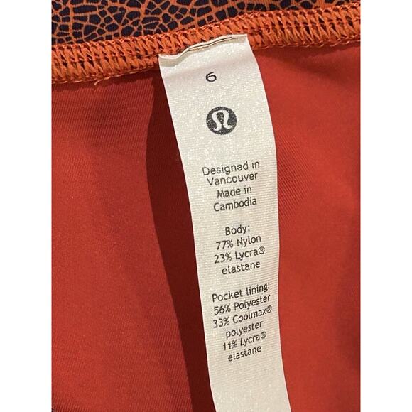 Lululemon Wunder Train High Rise Tights Crackle Glaze Orange Women's size 6 - Picture 4 of 4